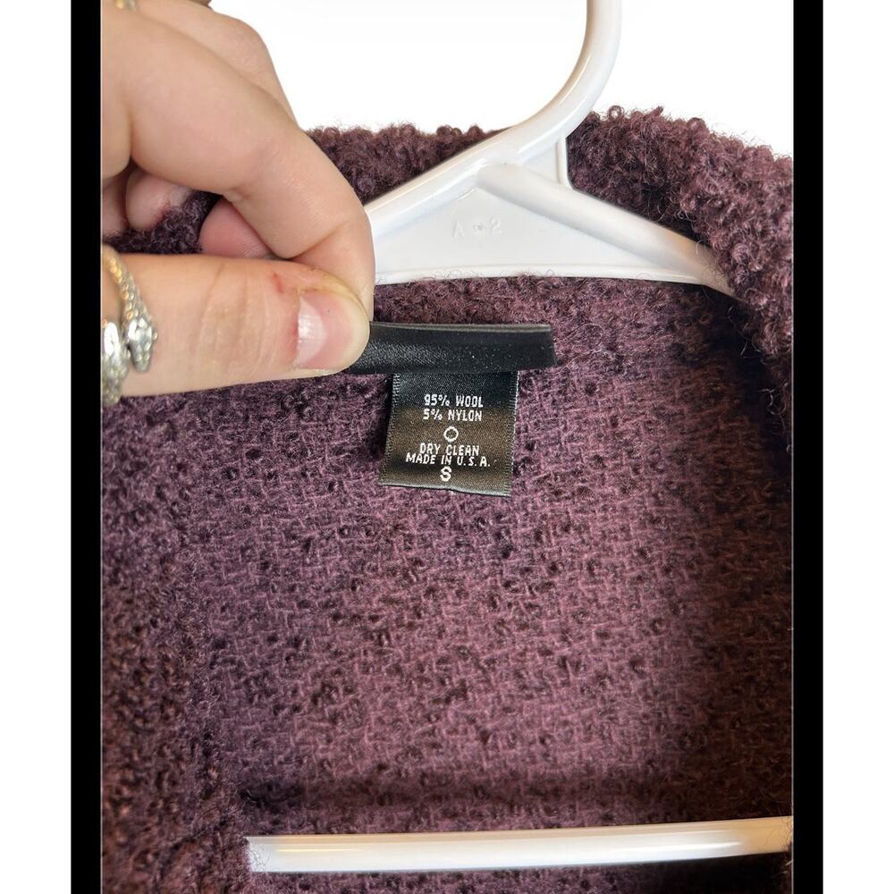 Eileen Fisher Boucle Plum Wool Jacket Size Small - Picture 4 of 5